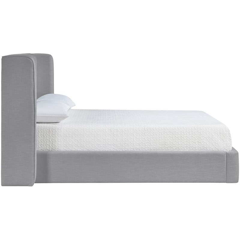 Bowery Hill Contemporary Grey Linen Textured Fabric Upholstered Queen Bed