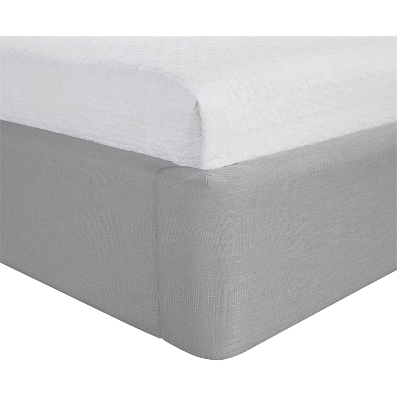 Bowery Hill Contemporary Grey Linen Textured Fabric Upholstered Queen Bed