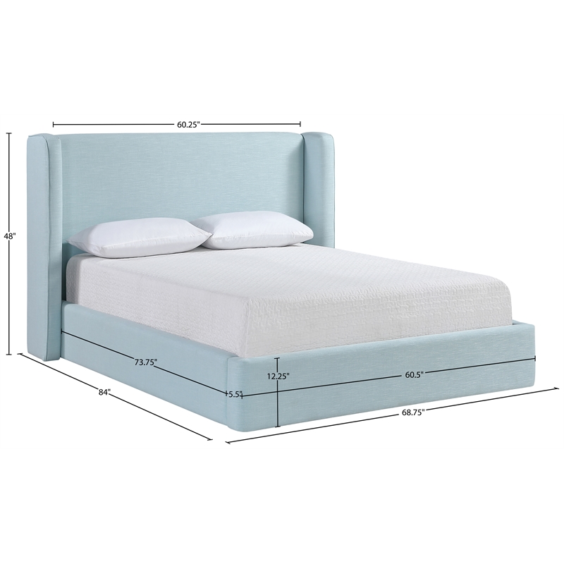 Bowery Hill Contemporary Light Blue Linen Textured Fabric Upholstered Full Bed