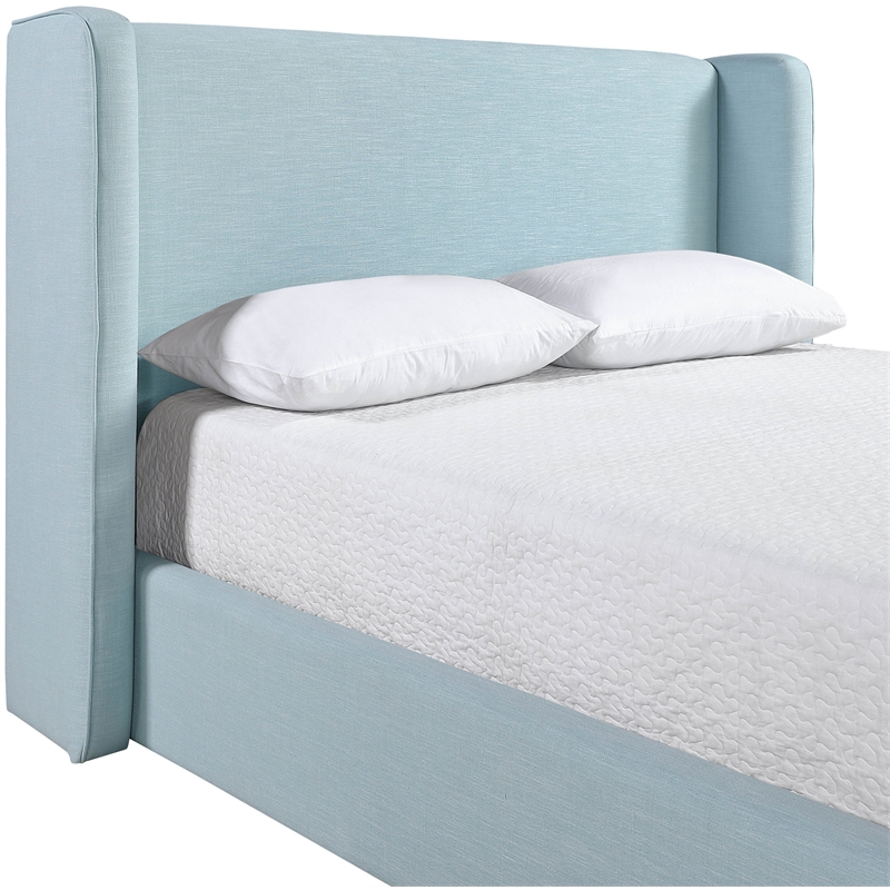 Bowery Hill Contemporary Light Blue Linen Textured Fabric Upholstered Full Bed
