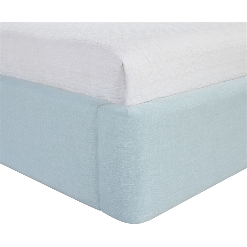 Bowery Hill Contemporary Light Blue Linen Textured Fabric Upholstered Full Bed