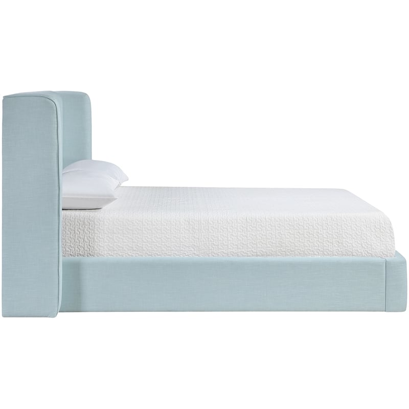 Bowery Hill Contemporary Light Blue Linen Textured Fabric Upholstered King Bed