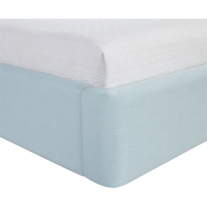 Bowery Hill Contemporary Light Blue Linen Textured Fabric Upholstered King Bed