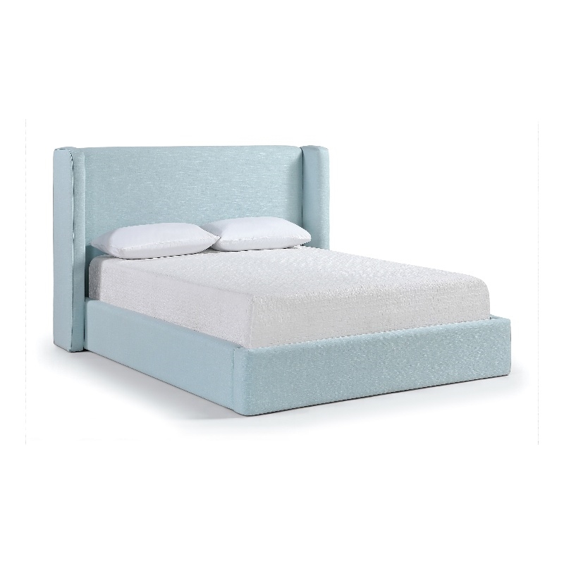 Bowery Hill Contemporary Light Blue Linen Textured Fabric Upholstered King Bed