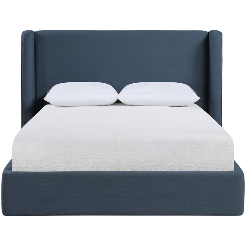 Bowery Hill Contemporary Navy Linen Textured Fabric Upholstered Full Bed