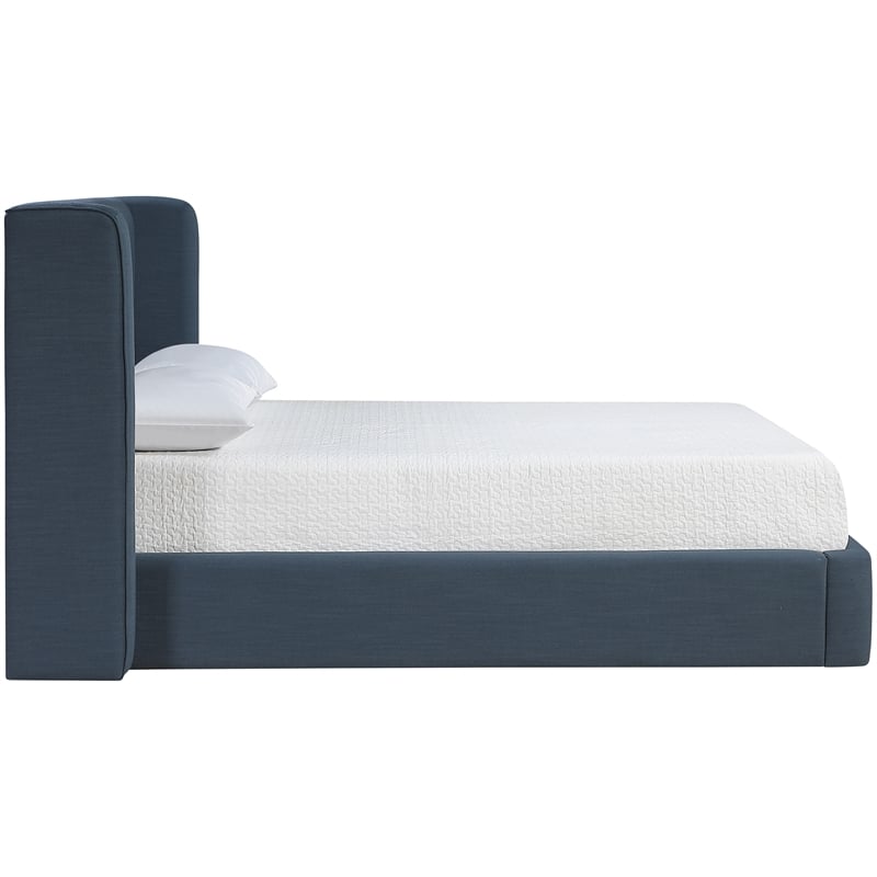 Bowery Hill Contemporary Navy Linen Textured Fabric Upholstered Full Bed