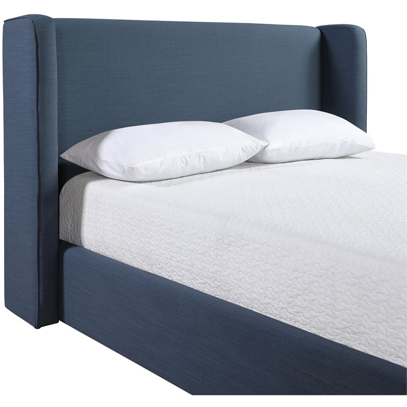 Bowery Hill Contemporary Navy Linen Textured Fabric Upholstered Full Bed