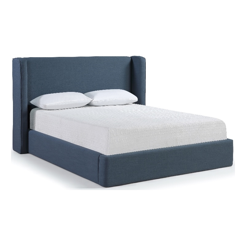 Bowery Hill Contemporary Navy Linen Textured Fabric Upholstered Full Bed