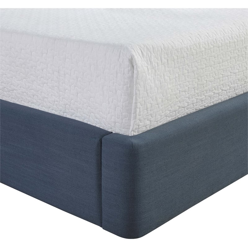 Bowery Hill Contemporary Navy Linen Textured Fabric Upholstered King Bed