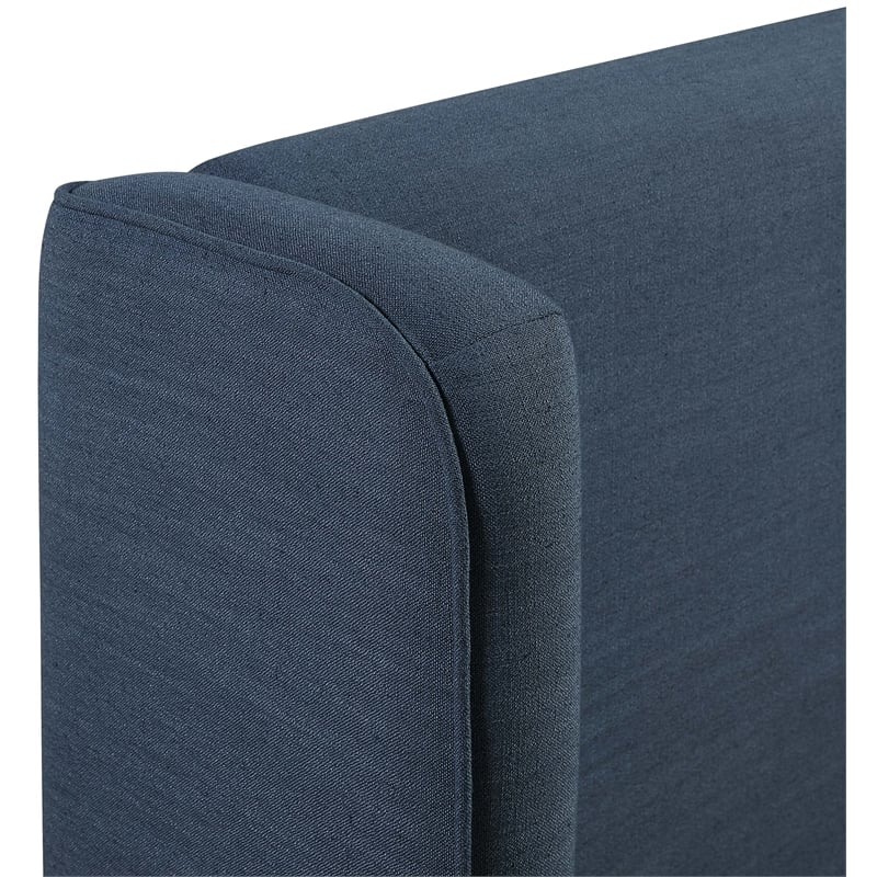 Bowery Hill Contemporary Navy Linen Textured Fabric Upholstered Twin Bed