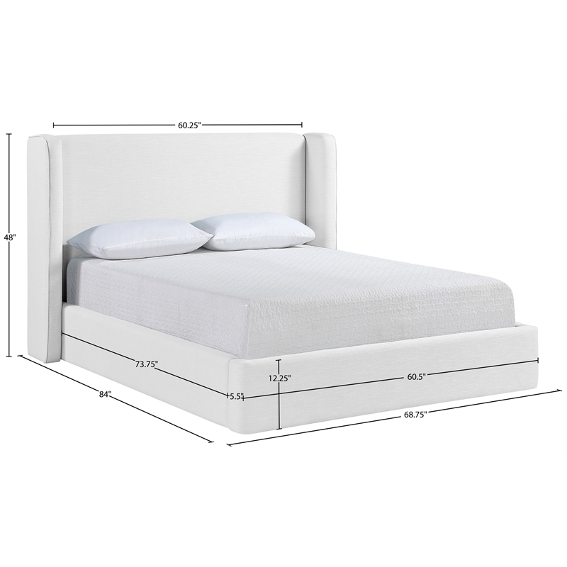 Bowery Hill Contemporary White Linen Textured Fabric Upholstered Full Bed