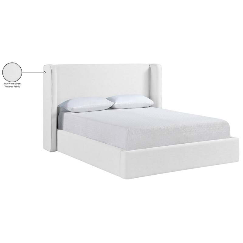 Bowery Hill Contemporary White Linen Textured Fabric Upholstered Full Bed