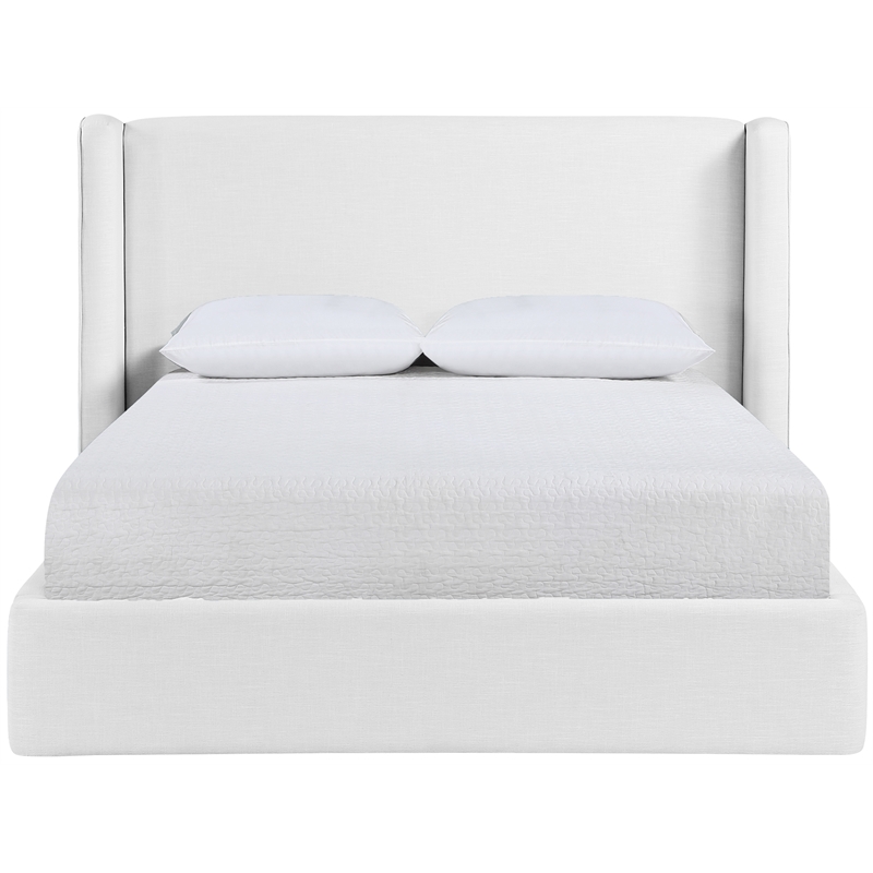 Bowery Hill Contemporary White Linen Textured Fabric Upholstered Full Bed