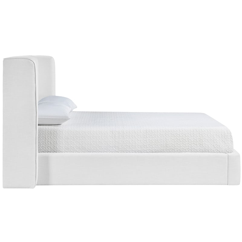 Bowery Hill Contemporary White Linen Textured Fabric Upholstered Full Bed