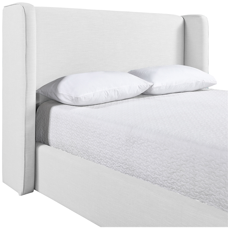 Bowery Hill Contemporary White Linen Textured Fabric Upholstered Full Bed