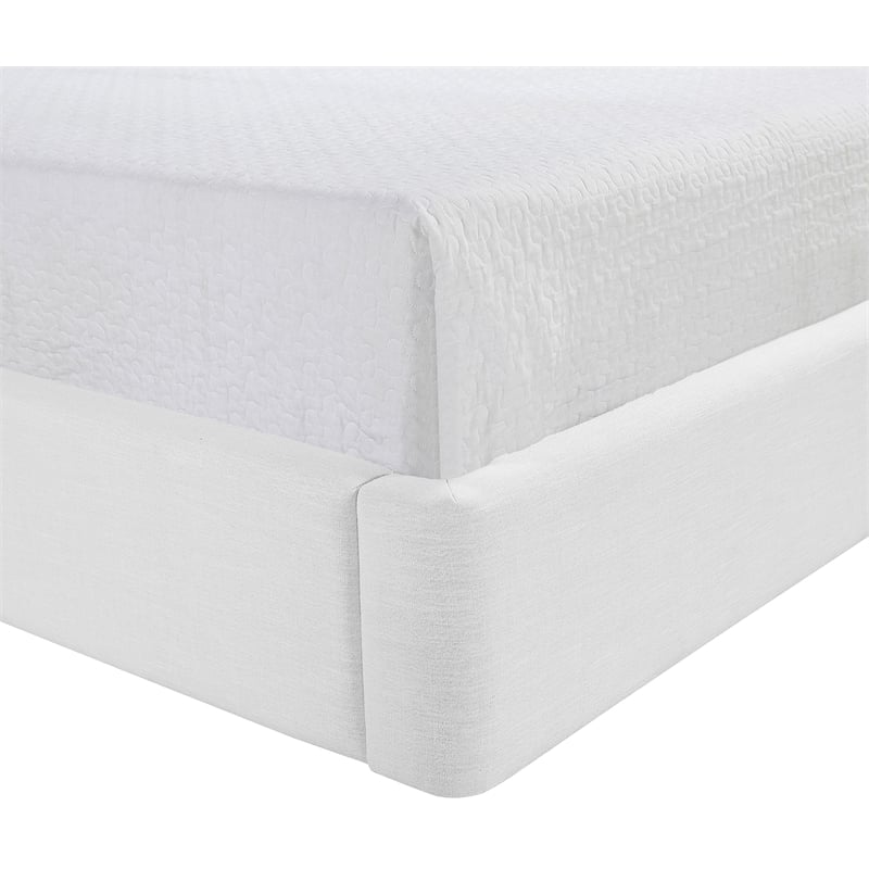 Bowery Hill Contemporary White Linen Textured Fabric Upholstered Full Bed