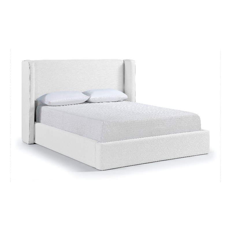 Bowery Hill Contemporary White Linen Textured Fabric Upholstered Full Bed