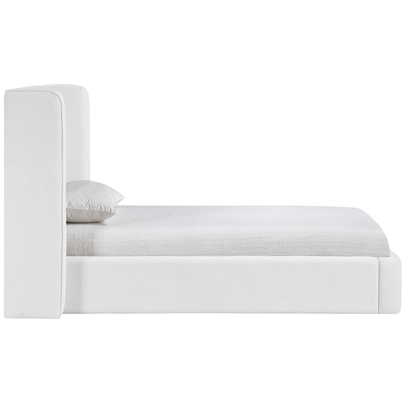 Bowery Hill Contemporary White Linen Textured Fabric Upholstered Twin Bed