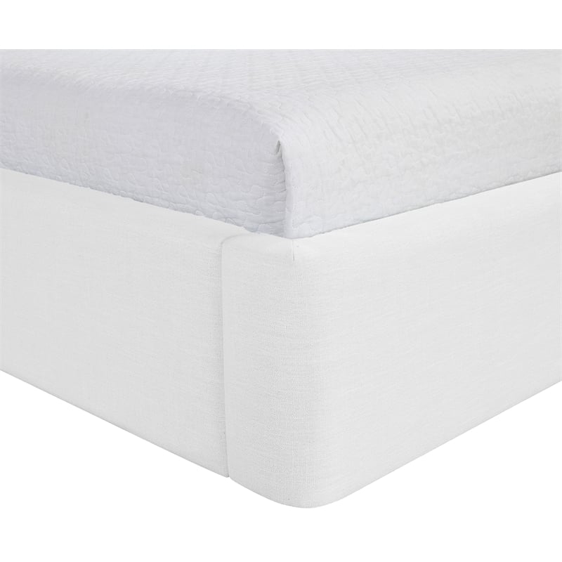 Bowery Hill Contemporary White Linen Textured Fabric Upholstered Twin Bed