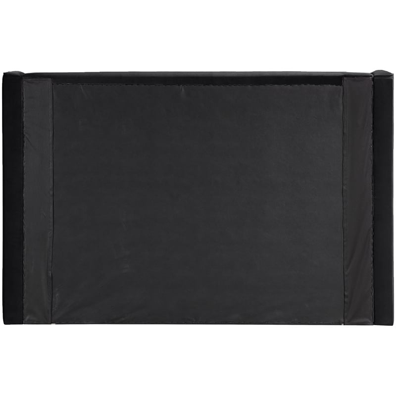 Bowery Hill Contemporary Black Velvet Upholstered Full Fully Slatted Bed