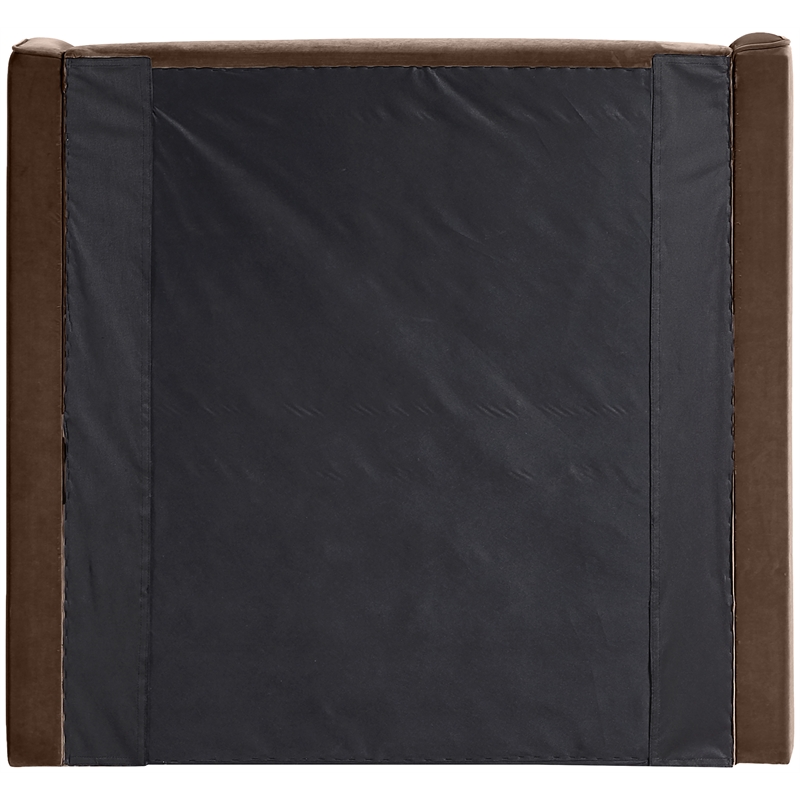 Bowery Hill Contemporary Brown Velvet Upholstered Twin Fully Slatted Bed