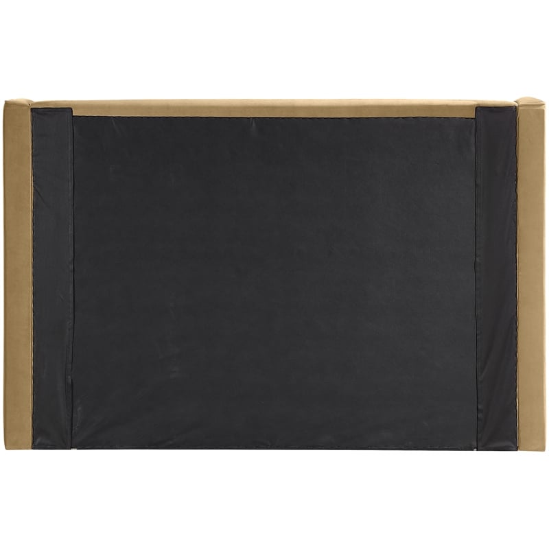 Bowery Hill Contemporary Camel Velvet Upholstered Full Fully Slatted Bed