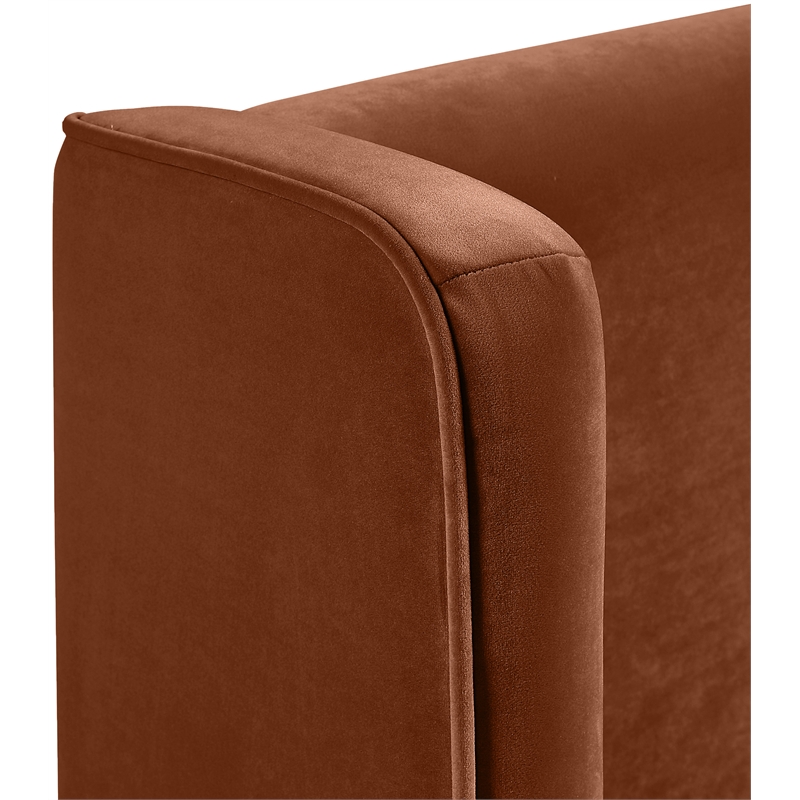 Bowery Hill Contemporary Cognac Velvet Upholstered Full Fully Slatted Bed