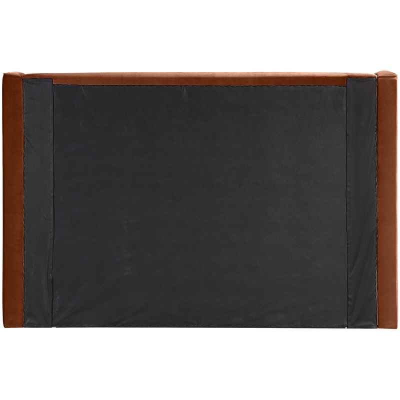 Bowery Hill Contemporary Cognac Velvet Upholstered Queen Bed