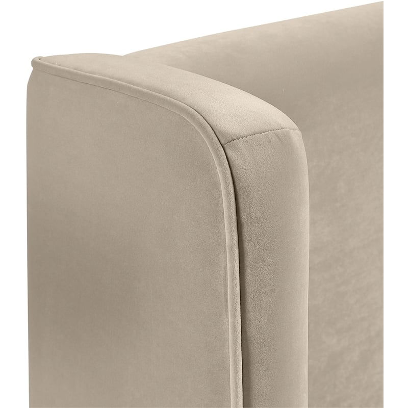 Bowery Hill Contemporary Cream Velvet Upholstered Twin Fully Slatted Bed