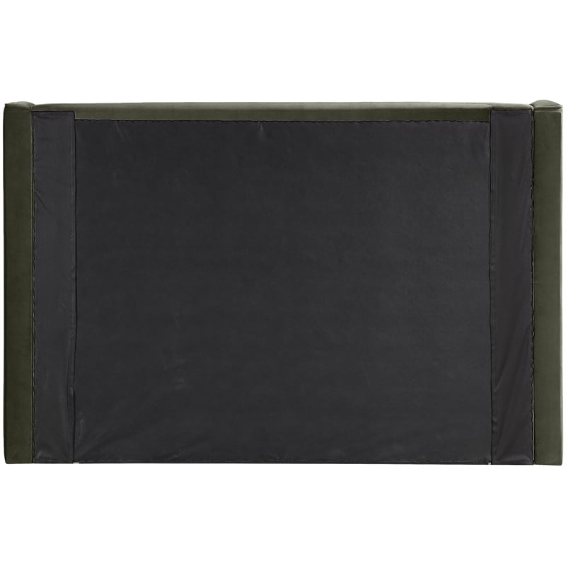 Bowery Hill Contemporary Green Velvet Upholstered Full Fully Slatted Bed