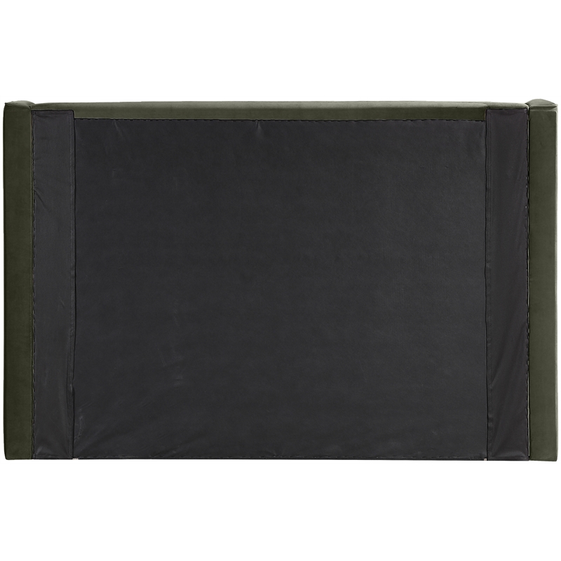 Bowery Hill Contemporary Green Velvet Upholstered Queen Fully Slatted Bed