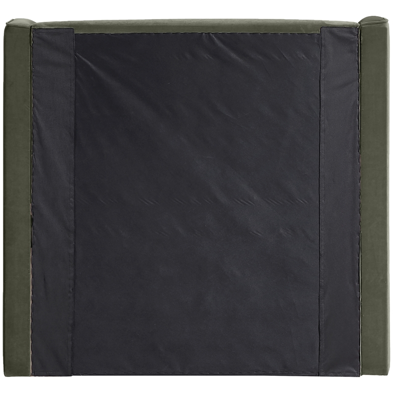 Bowery Hill Contemporary Green Velvet Upholstered Twin Fully Slatted Bed