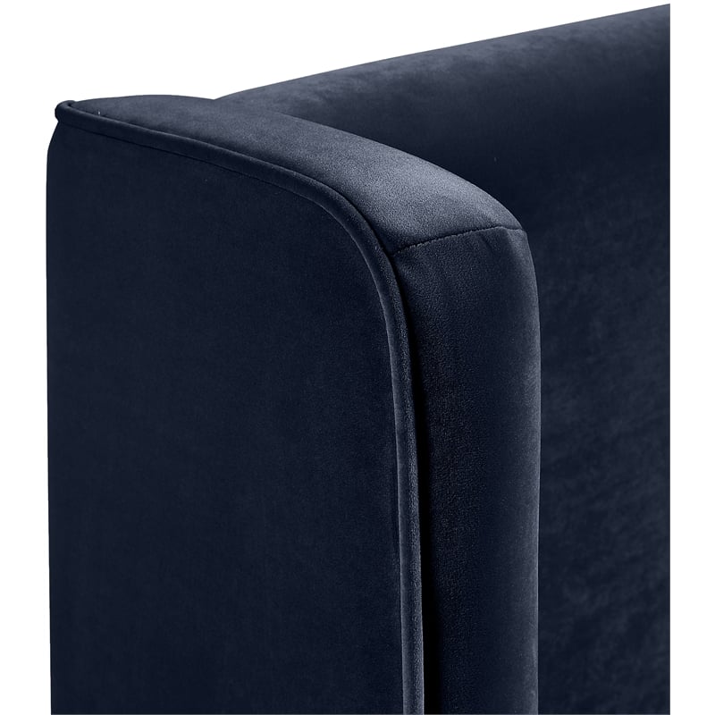 Bowery Hill Contemporary Navy Velvet Upholstered Full Fully Slatted Bed