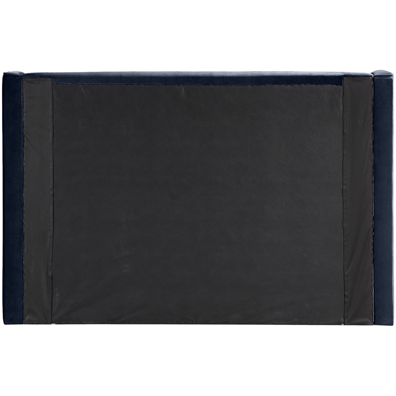 Bowery Hill Contemporary Navy Velvet Upholstered Queen Fully Slatted Bed