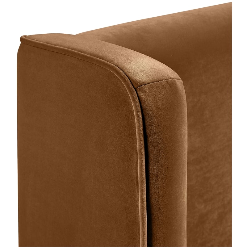 Bowery Hill Contemporary Saddle Velvet Upholstered King Fully Slatted Bed