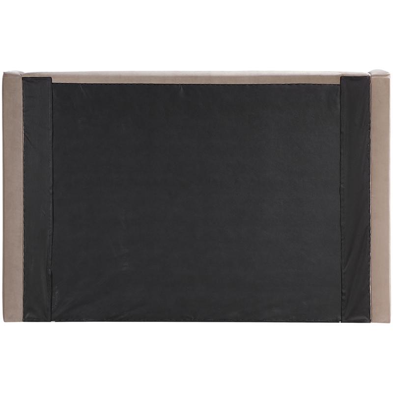 Bowery Hill Contemporary Taupe Velvet Upholstered Queen Fully Slatted Bed