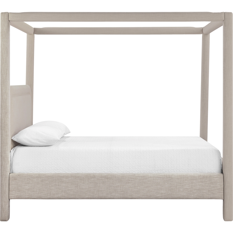 Bowery Hill Contemporary Beige Linen Textured Fabric Upholstered Full Bed