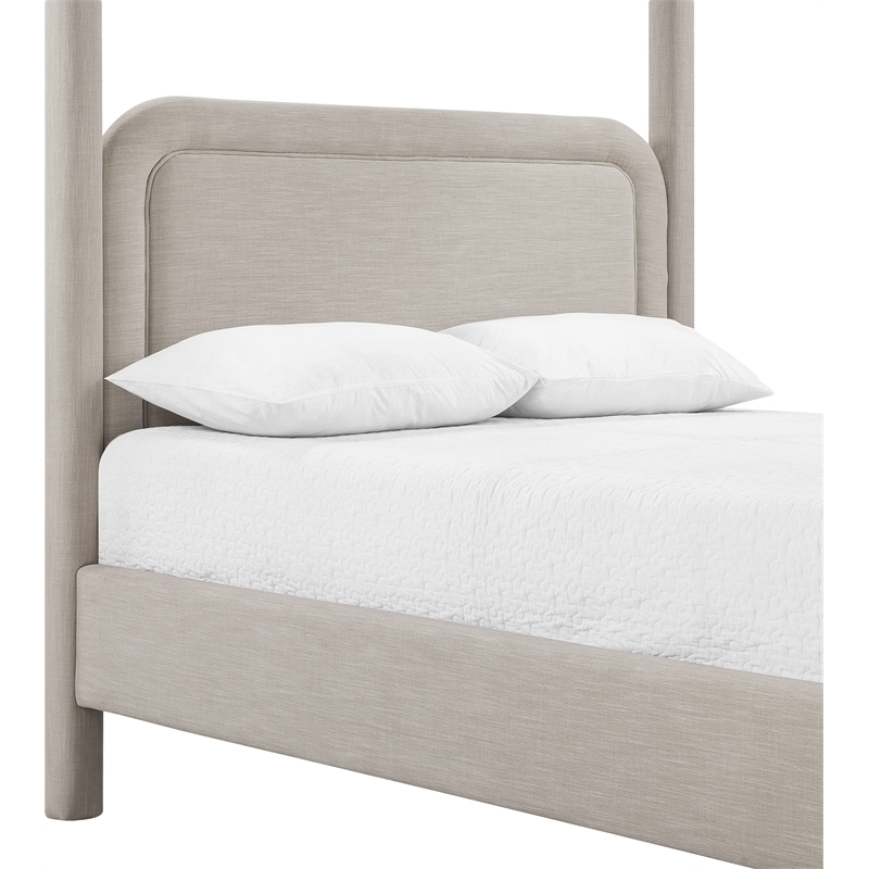 Bowery Hill Contemporary Beige Linen Textured Fabric Upholstered Full Bed