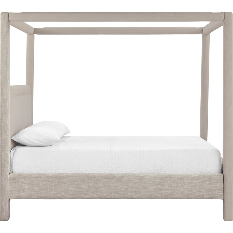 Bowery Hill Contemporary Beige Linen Textured Fabric Upholstered King Bed