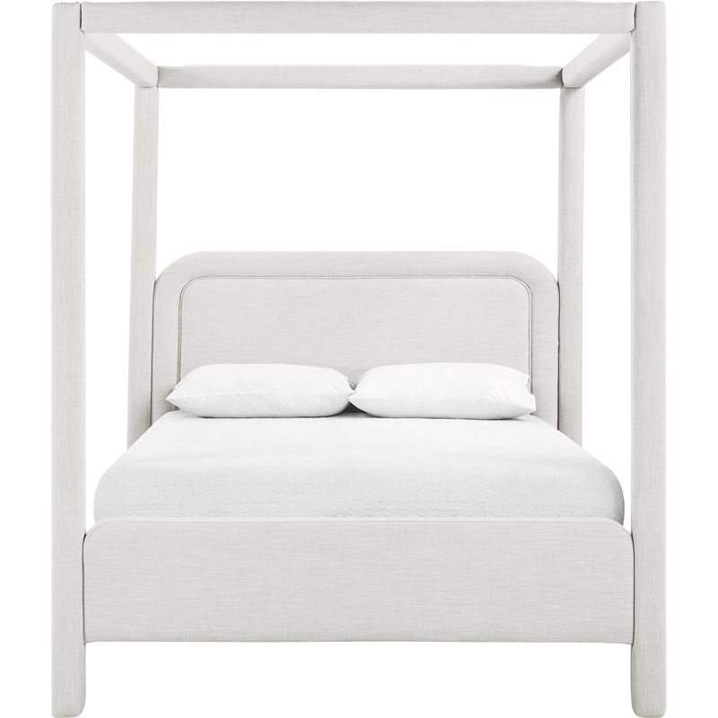 Bowery Hill Contemporary Cream Linen Textured Fabric Upholstered King Bed