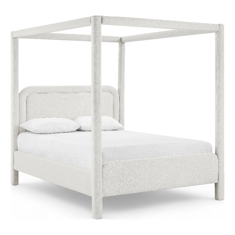 Bowery Hill Contemporary Cream Linen Textured Fabric Upholstered King Bed