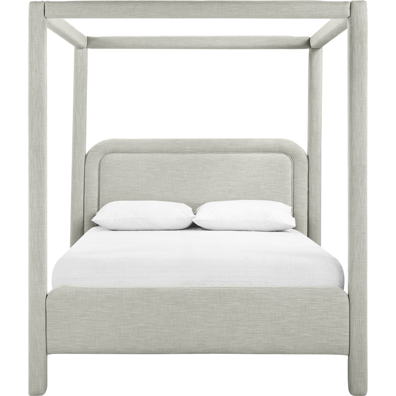 Bowery Hill Contemporary Grey Linen Textured Fabric Upholstered King Bed