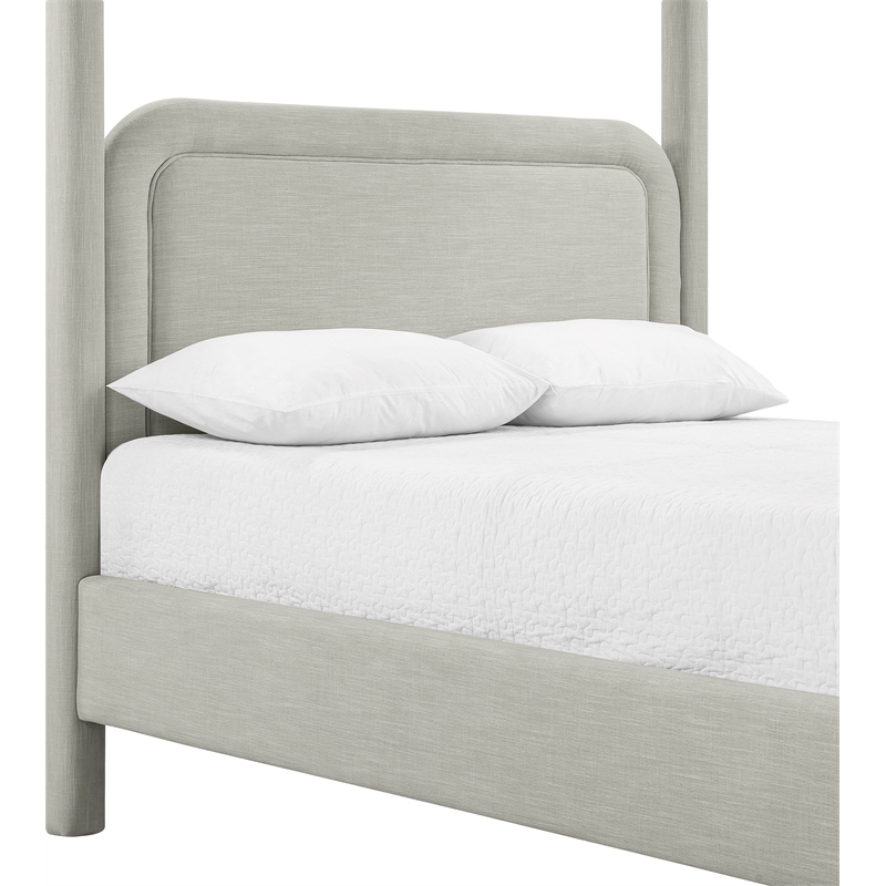 Bowery Hill Contemporary Grey Linen Textured Fabric Upholstered King Bed