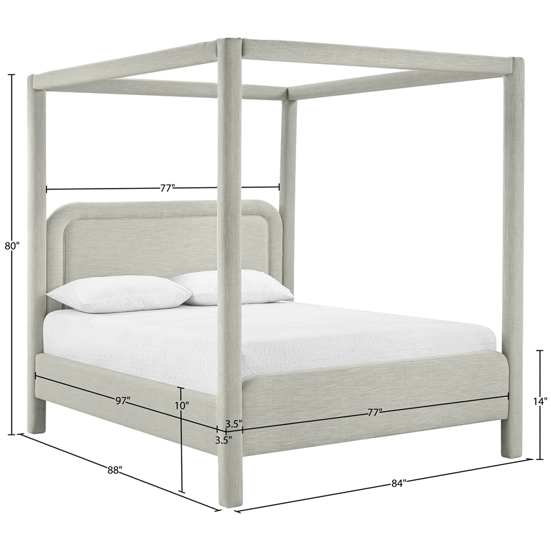 Bowery Hill Contemporary Grey Linen Textured Fabric Upholstered King Bed