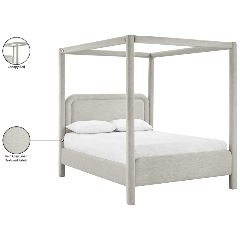 Bowery Hill Contemporary Grey Linen Textured Fabric Upholstered Queen Bed