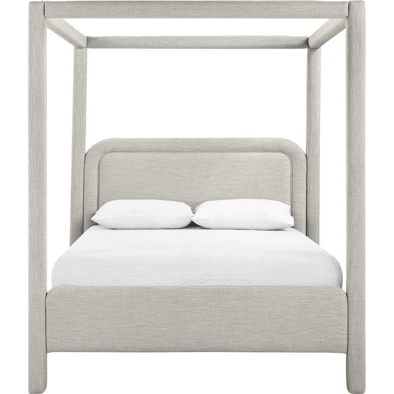 Bowery Hill Contemporary Grey Linen Textured Fabric Upholstered Queen Bed