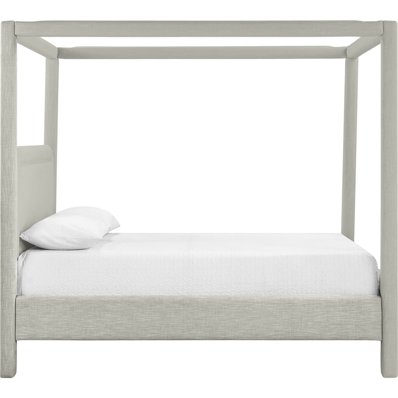 Bowery Hill Contemporary Grey Linen Textured Fabric Upholstered Queen Bed
