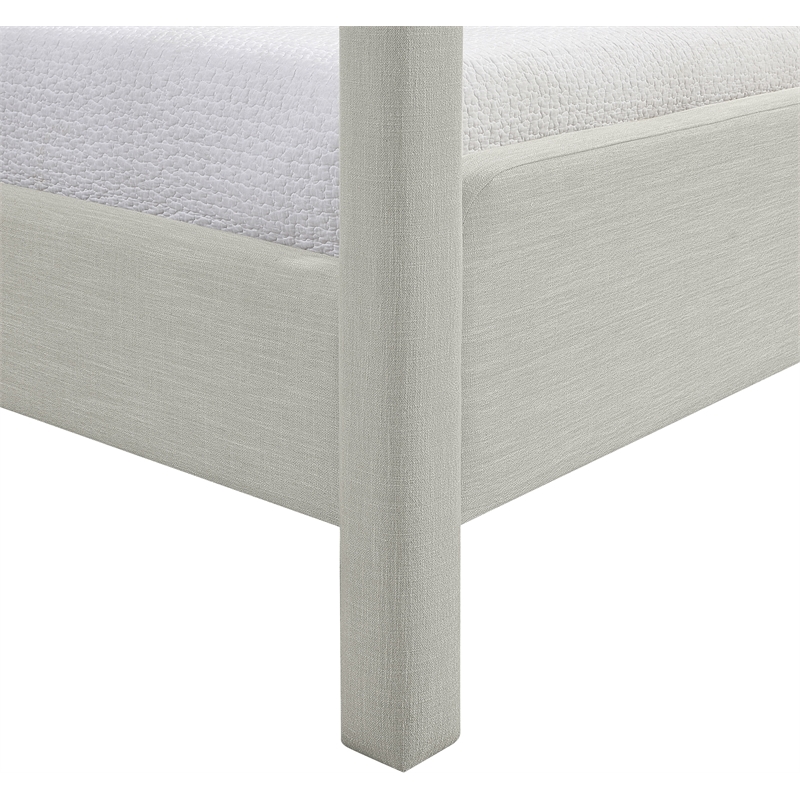 Bowery Hill Contemporary Grey Linen Textured Fabric Upholstered Queen Bed