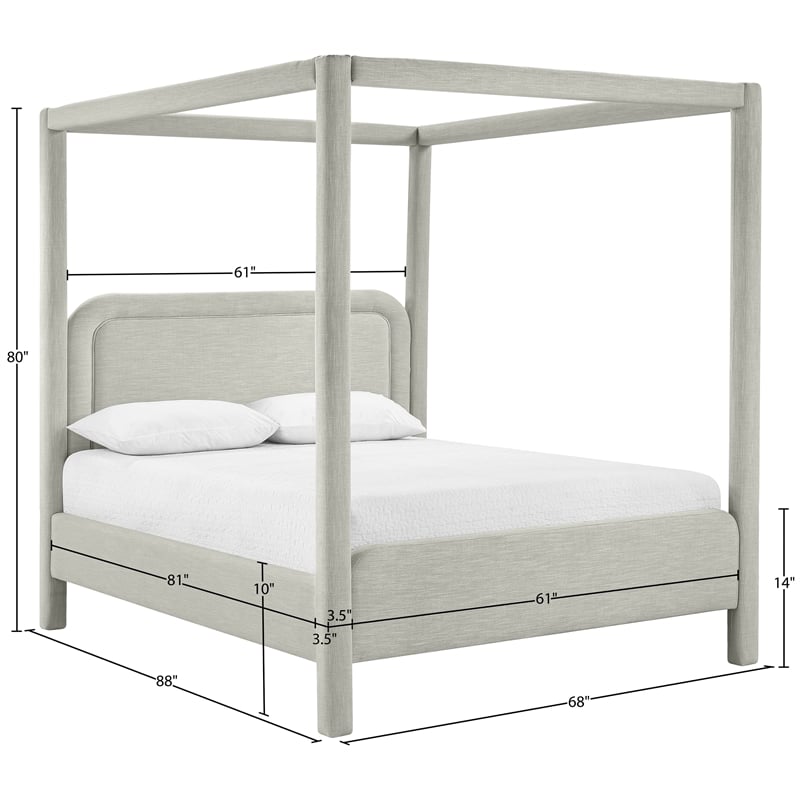 Bowery Hill Contemporary Grey Linen Textured Fabric Upholstered Queen Bed