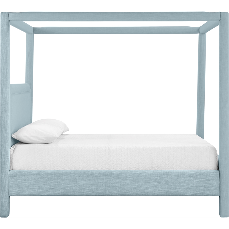 Bowery Hill Contemporary Light Blue Linen Textured Fabric Upholstered King Bed